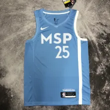 NBA Men Minnesota Timberwolves Sky Blue #25 ROSE Jersey High Quality Name and Number Print