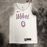 NBA Men Minnesota Timberwolves White #0 RUSSELL Jersey High Quality Name and Number Print