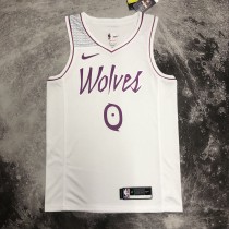 NBA Men Minnesota Timberwolves White #0 RUSSELL Jersey High Quality Name and Number Print