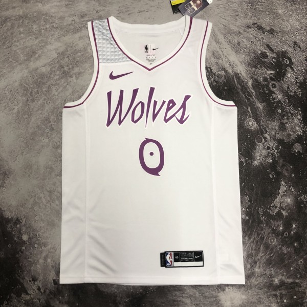 NBA Men Minnesota Timberwolves White #0 RUSSELL Jersey High Quality Name and Number Print