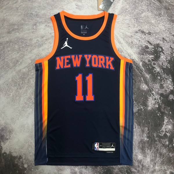 NBA Men 2023 New York Knicks Dark Blue with Jordan Logo #11 BRUNSON Jersey High Quality Name and Number Print