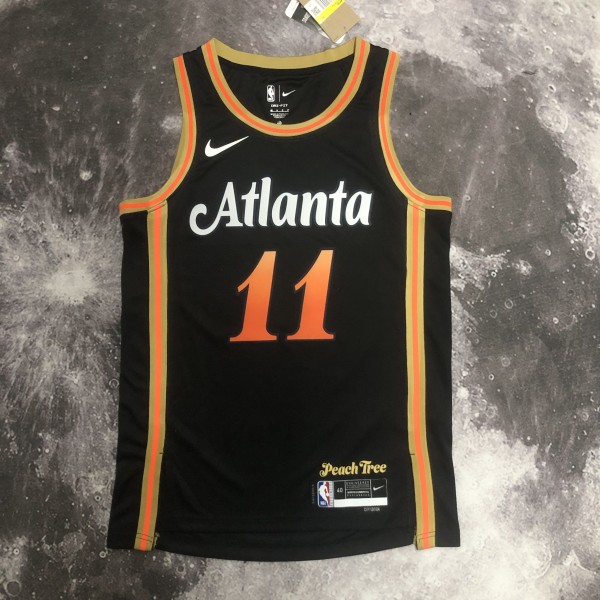 NBA Men 2023 Atlanta Hawks Black #11 YOUNG Jersey High Quality Name and Number Print