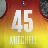 NBA Season 2023 Men Cleveland Cavaliers All Stars Yellow #45 MITCHELL Jersey High Quality Name and Number Print