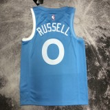 NBA Men Minnesota Timberwolves Sky Blue #0 RUSSELL Jersey High Quality Name and Number Print