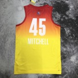 NBA Season 2023 Men Cleveland Cavaliers All Stars Yellow #45 MITCHELL Jersey High Quality Name and Number Print
