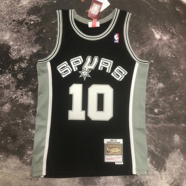 NBA Men 93-94 San Antonio Spurs Black #10 RODMAN Classics Swingman Jersey