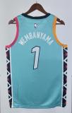 NBA Men 2023 San Antonio Spurs Blue #1 WEMBANYAMA Jersey High Quality Name and Number Print