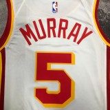 NBA Men Atlanta Hawks White #5 MURRAY Jersey High Quality Name and Number Print