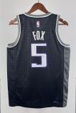 NBA Men 2023 Sacramento Kings Black with Jordan Logo #5 FOX Jersey High Quality Name and Number Print