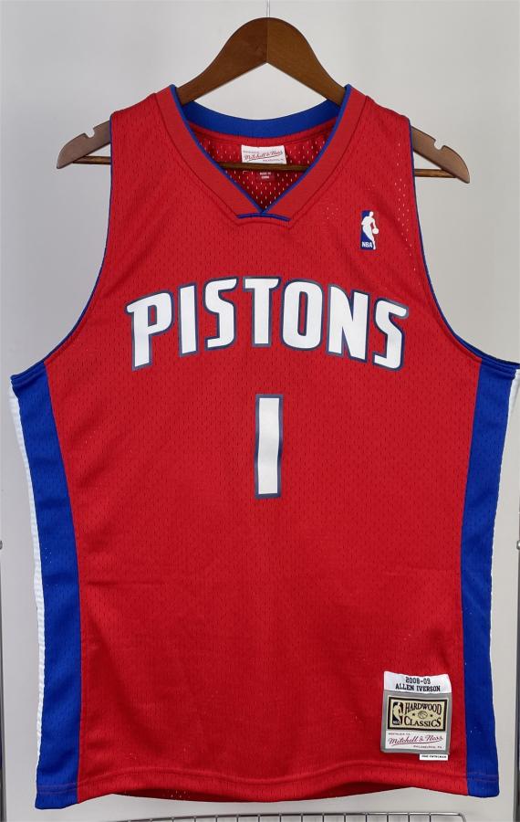 NBA Season 08-09 Detroit Pistons Red #1 IVERSON Classic Swingman Jersey