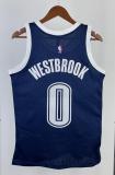 NBA Men 15-16 Oklahoma City Thunder Dark Blue #0 WESTBROOK Claasic Swingman Jersey