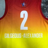 NBA Men Oklahoma City Thunder All Stars Yellow #2 GILGEOUS-ALEXANDER Jersey High Quality Name and Number Print