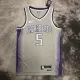 NBA Men 2023 Sacramento Kings Grey #5 FOX Jersey High Quality Name and Number Print