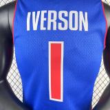 NBA Season 08-09 Detroit Pistons Blue #1 IVERSON Classic Swingman Jersey