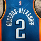 NBA Men Oklahoma City Thunder Blue #2 GILGEOUS-ALEXANDER Jersey High Quality Name and Number Print