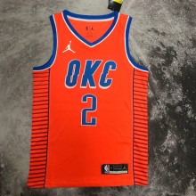 NBA New Season 2021 Men Oklahoma City Thunder Orange #2 GILGEOUS-ALEXANDER Jersey High Quality Name and Number Print