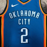 NBA Men Oklahoma City Thunder Blue #2 GILGEOUS-ALEXANDER Jersey High Quality Name and Number Print