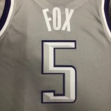 NBA Men 2023 Sacramento Kings Grey #5 FOX Jersey High Quality Name and Number Print