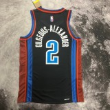 NBA New Season 2023 Men Oklahoma City Thunder Black #2 GILGEOUS-ALEXANDER Jersey High Quality Name and Number Print