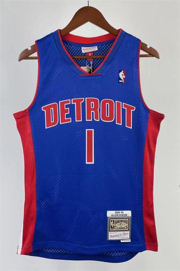 NBA Season 08-09 Detroit Pistons Blue #1 IVERSON Classic Swingman Jersey