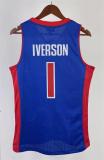 NBA Season 08-09 Detroit Pistons Blue #1 IVERSON Classic Swingman Jersey