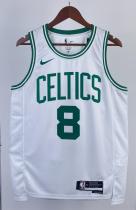 NBA Men Season 2023 Boston Celtics White #8 PORZINGIS Jersey High Quality Name and Number Print