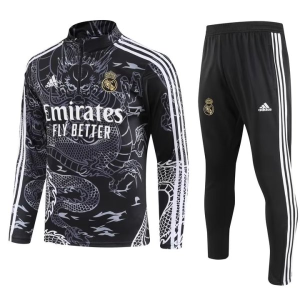23/24 Real Madrid Black Sweater Tracksuit Thai Quality