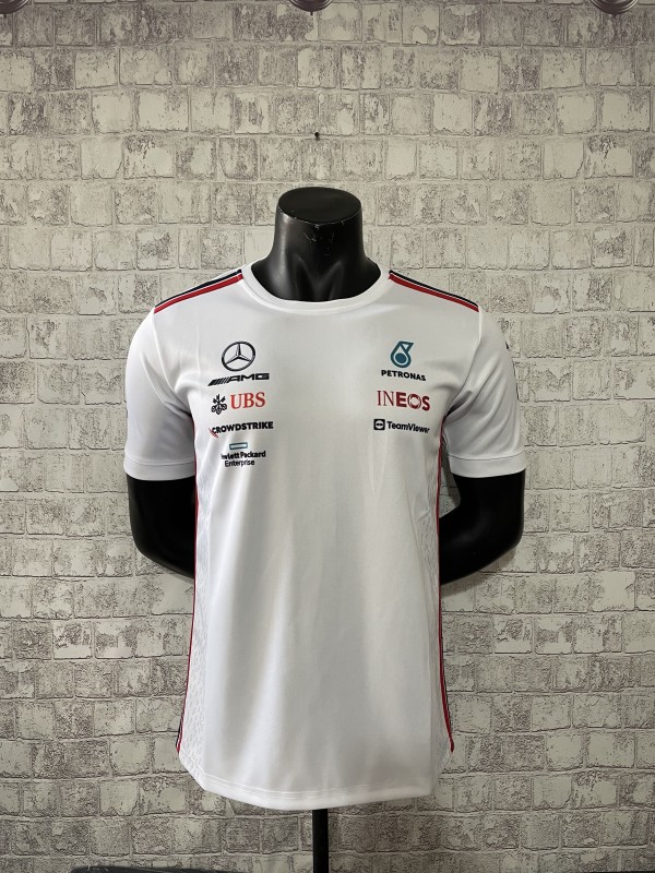 2023 Mercedes F1 Team Round Collar POLO T-Shirt White