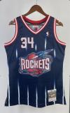 NBA Men 96-97 Houston Rockets Navy Blue #34 OLAJUWON Classics Swingman Jersey
