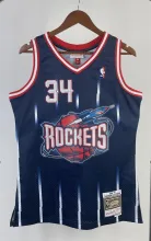 NBA Men 96-97 Houston Rockets Navy Blue #34 OLAJUWON Classics Swingman Jersey