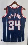 NBA Men 96-97 Houston Rockets Navy Blue #34 OLAJUWON Classics Swingman Jersey