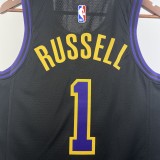 NBA Men 2024 Los Angeles Lakers Black City Version #1 RUSSELL Jersey High Quality Name and Number Print