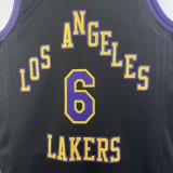 NBA Men 2024 Los Angeles Lakers Black City Version #6 JAMES Jersey High Quality Name and Number Print