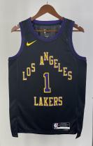 NBA Men 2024 Los Angeles Lakers Black City Version #1 RUSSELL Jersey High Quality Name and Number Print