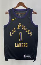 NBA Men 2024 Los Angeles Lakers Black City Version #1 RUSSELL Jersey High Quality Name and Number Print