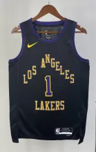 NBA Men 2024 Los Angeles Lakers Black City Version #1 RUSSELL Jersey High Quality Name and Number Print