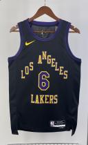 NBA Men 2024 Los Angeles Lakers Black City Version #6 JAMES Jersey High Quality Name and Number Print