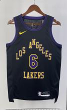 NBA Men 2024 Los Angeles Lakers Black City Version #6 JAMES Jersey High Quality Name and Number Print