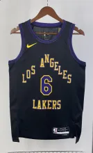 NBA Men 2024 Los Angeles Lakers Black City Version #6 JAMES Jersey High Quality Name and Number Print