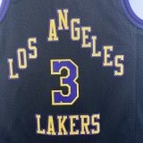 NBA Men 2024 Los Angeles Lakers Black City Version #3 DAVIS Jersey High Quality Name and Number Print