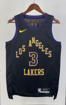NBA Men 2024 Los Angeles Lakers Black City Version #3 DAVIS Jersey High Quality Name and Number Print