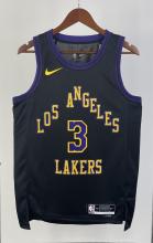 NBA Men 2024 Los Angeles Lakers Black City Version #3 DAVIS Jersey High Quality Name and Number Print