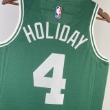 NBA Men Season 2023 Boston Celtics Green #4 HOLIDAY Jersey High Quality Name and Number Print