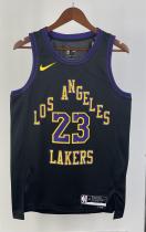 NBA Men 2024 Los Angeles Lakers Black City Version #23 JAMES Jersey High Quality Name and Number Print