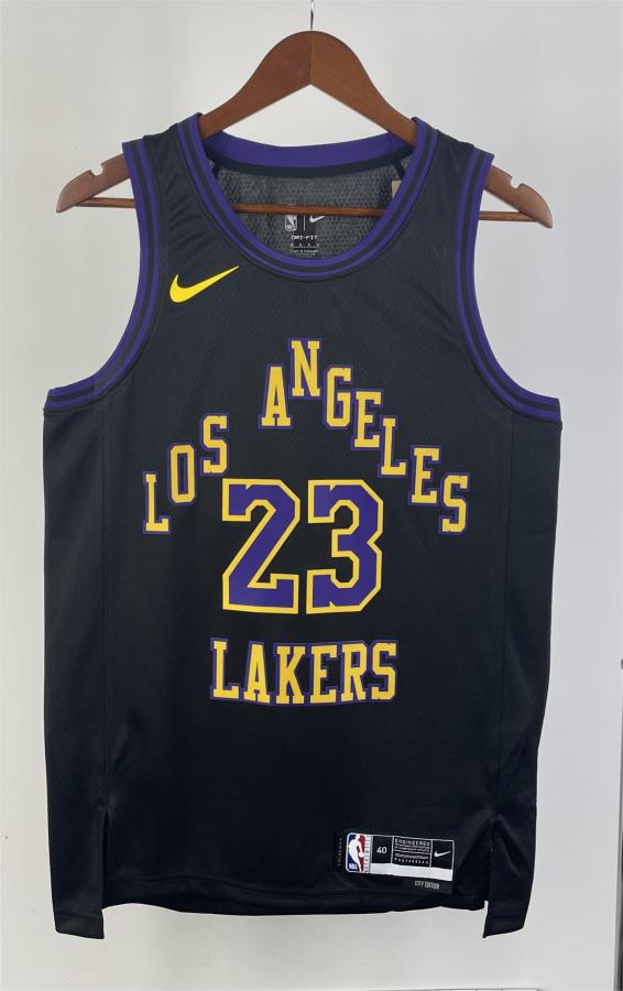 NBA Men 2024 Los Angeles Lakers Black City Version #23 JAMES Jersey High Quality Name and Number Print