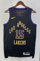 NBA Men 2024 Los Angeles Lakers Black City Version #15 REAVES Jersey High Quality Name and Number Print