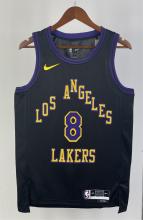 NBA Men 2024 Los Angeles Lakers Black City Version #8 BRYANT Jersey High Quality Name and Number Print