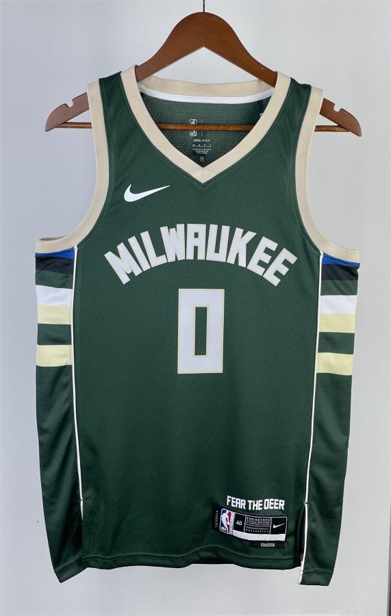 NBA Men 2023 Milwaukee Bucks Green #0 LILLARD Jersey High Quality Name and Number Print