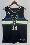 NBA Men 2021 Milwaukee Bucks Black #34 ANTETOKOUNMPO Jersey High Quality Name and Number Print