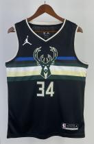 NBA Men 2021 Milwaukee Bucks Black #34 ANTETOKOUNMPO Jersey High Quality Name and Number Print